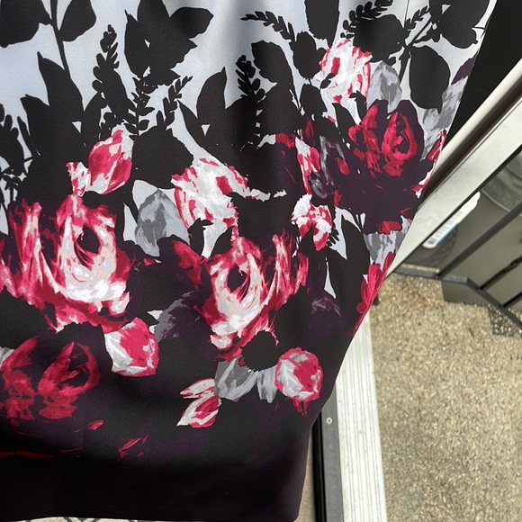 BNWT Calvin Klein gray dress with black, pink and purple floral detail size 12 - Picture 4 of 5